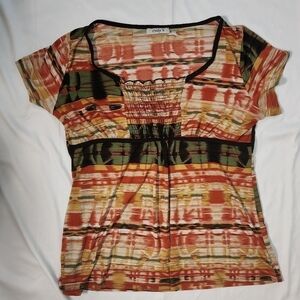 Only 9 Womens Stretchy Patterened Blouse Top